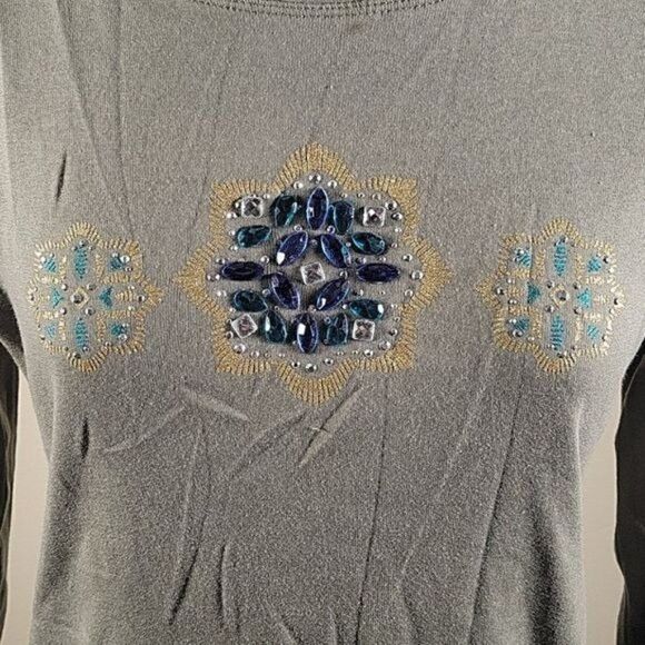 Karen Scott Rhinestone-Embellished Top Sz SP - Picture 6 of 11